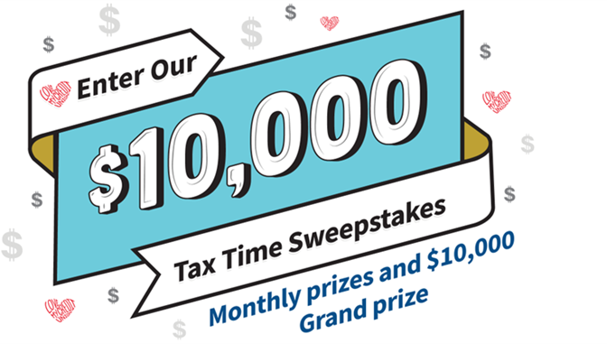 enter our tax time sweepstakes