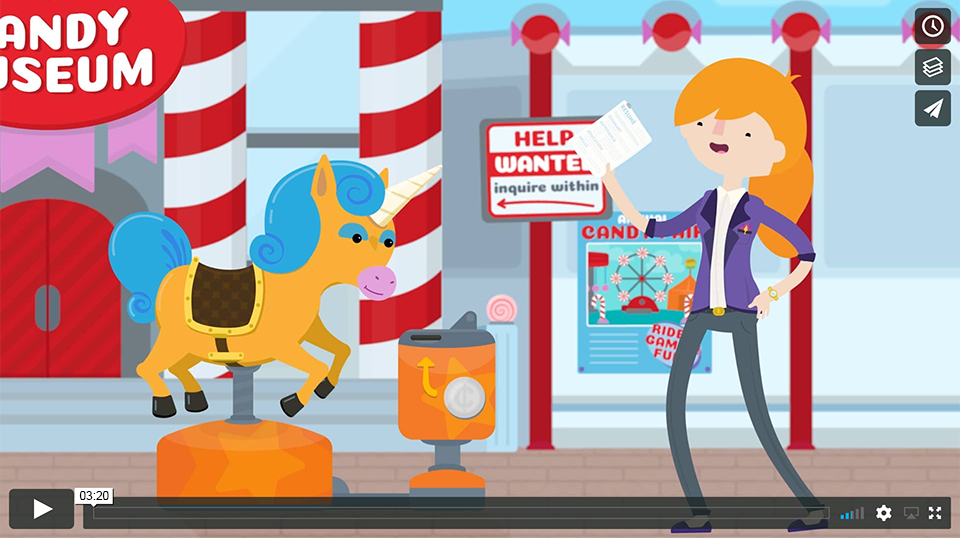 cartoon of a candy museum 