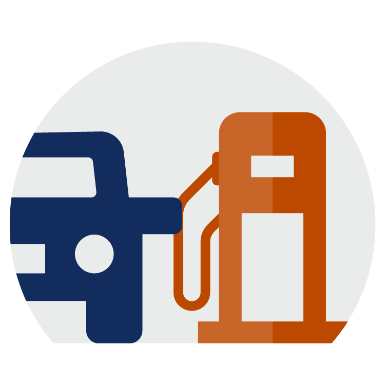 Illustration of sedan filling up with gas
