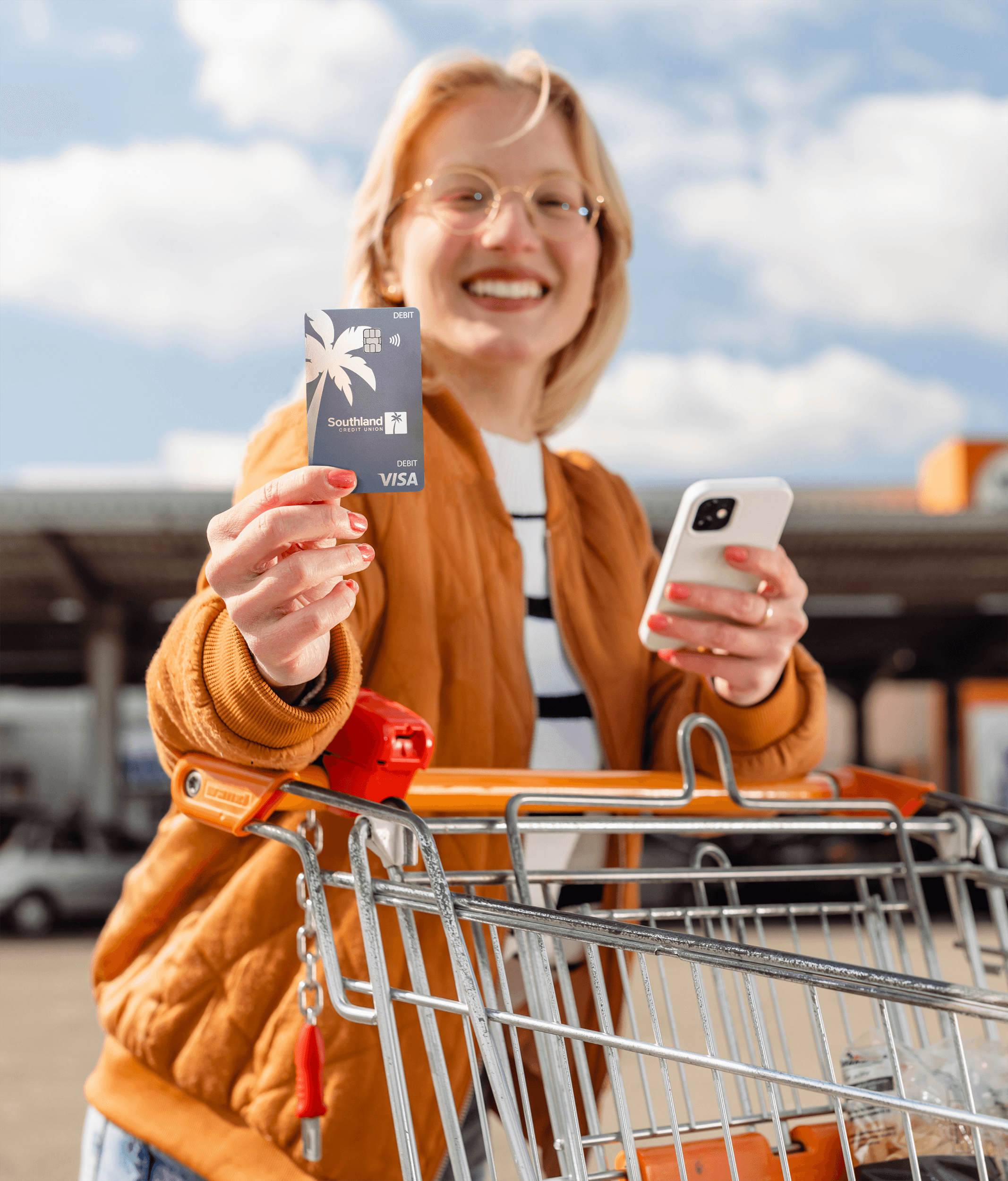 woman shopping with Southland debit card