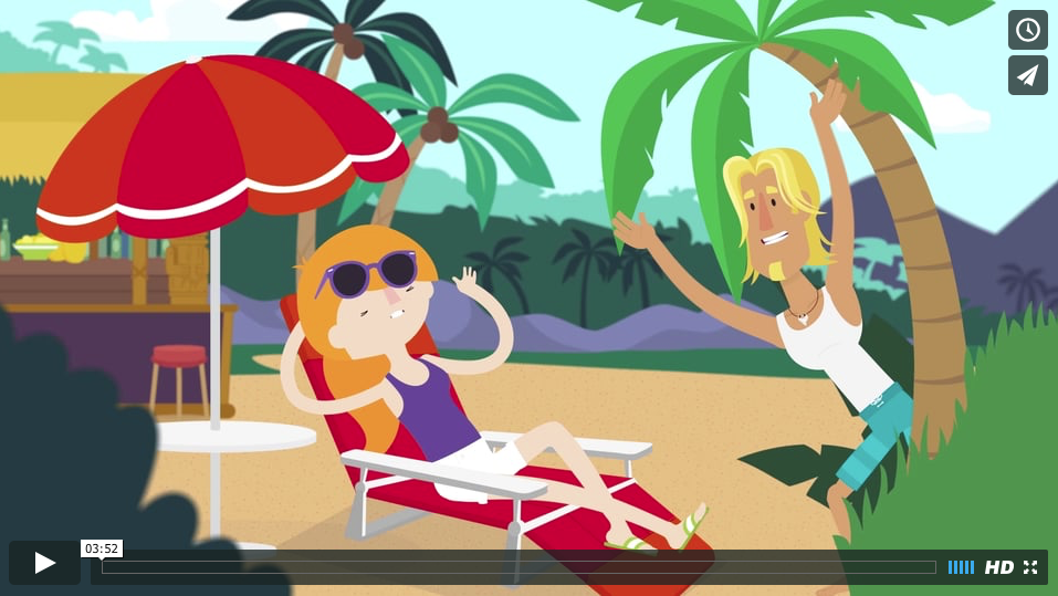 cartoon of relaxing on a beach