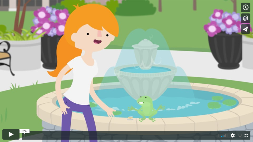 cartoon of a woman at a fountain