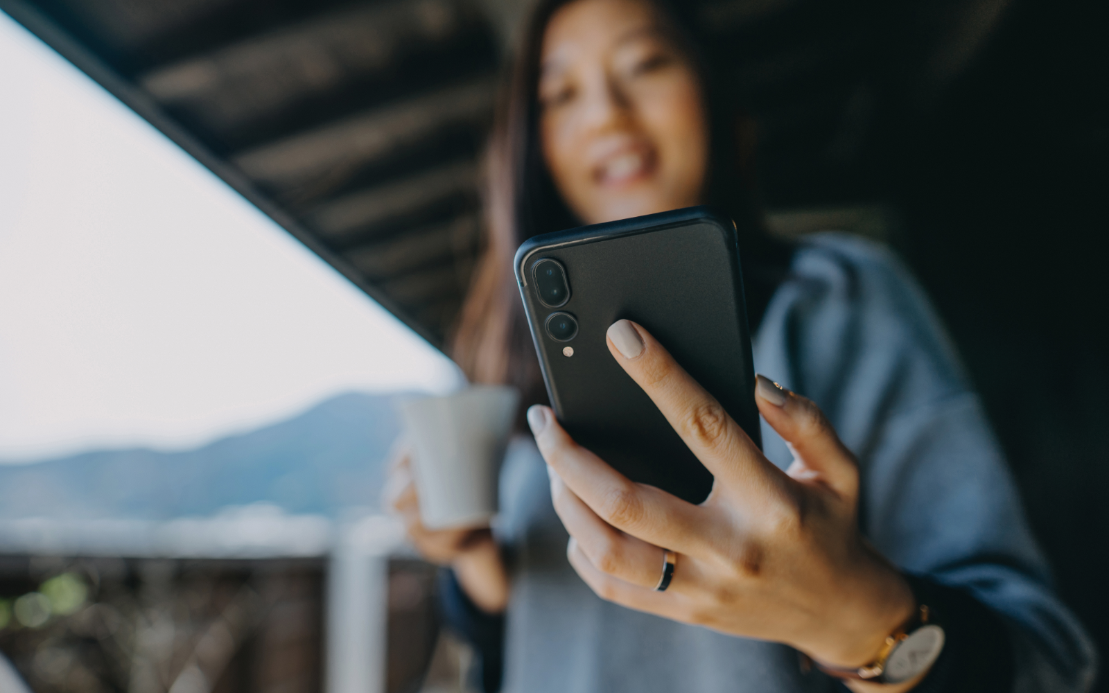 Woman checking her phone