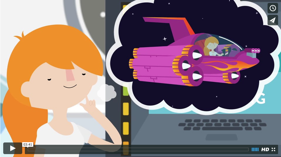 cartoon of daydreaming of a vehicle